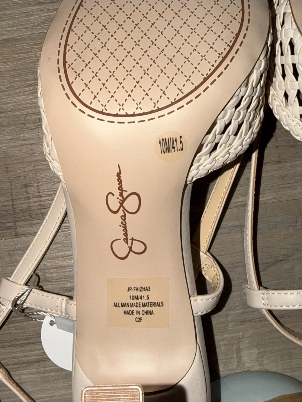 Jessica Simpson Cream Woven Slingback Mules Heels